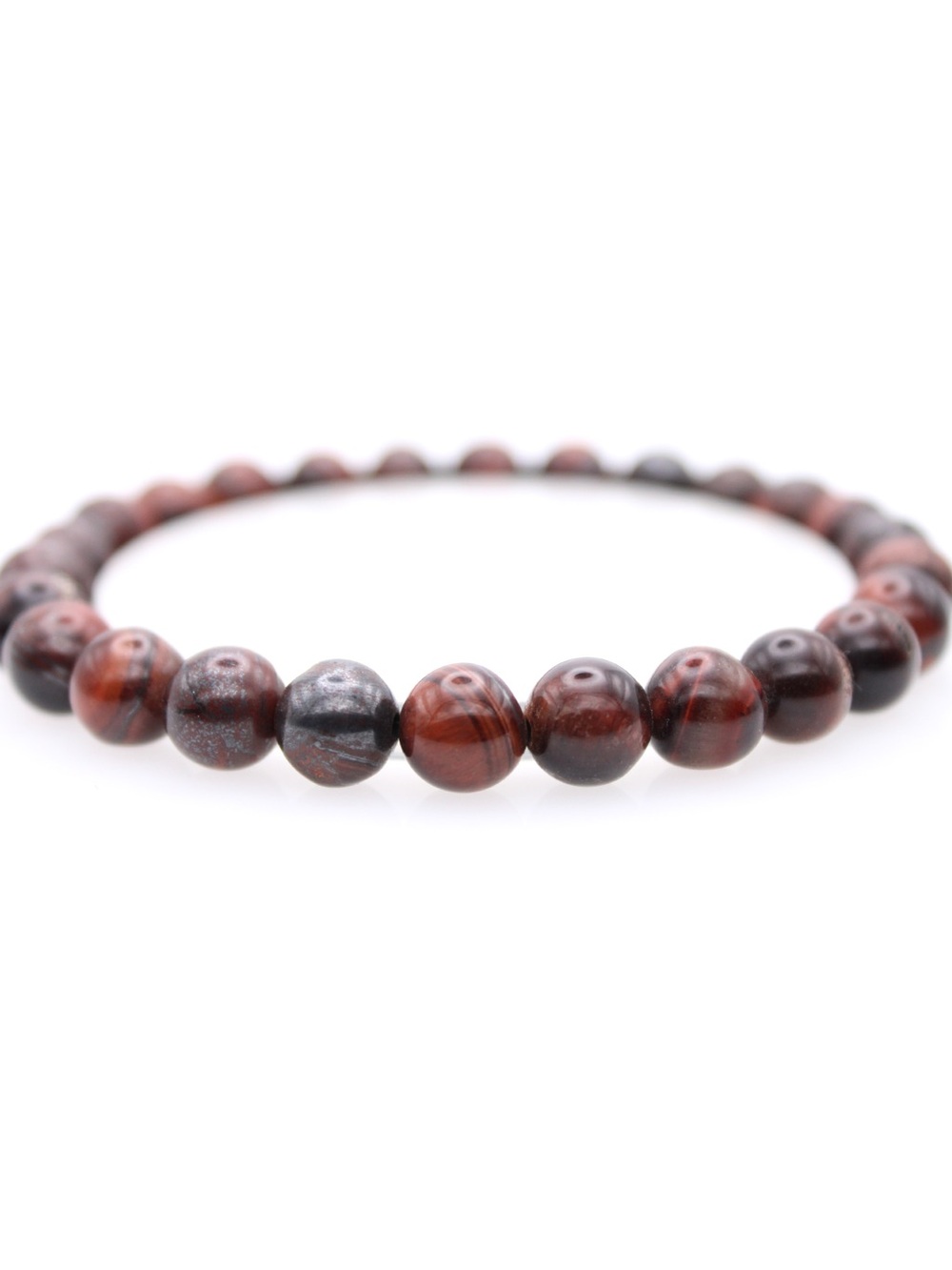Men's Red Tiger Eye Bead Stretch Bracelet